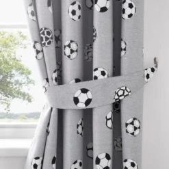 Dunelm Football Grey and White Blackout Eyelet Curtains MultiColoured, Polycotton, Patterned 8 Dunelm Football Grey and White Blackout Eyelet Curtains MultiColoured, Polycotton, Patterned -Eve Home And Furniture Shop 1000186817 alt02