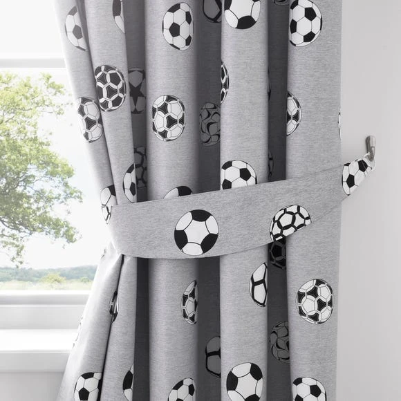 Dunelm Football Grey and White Blackout Eyelet Curtains MultiColoured, Polycotton, Patterned 4 Dunelm Football Grey and White Blackout Eyelet Curtains MultiColoured, Polycotton, Patterned - Image 4