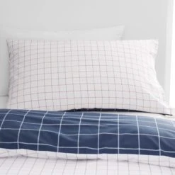Dunelm Twin Pack Checked 100% Cotton Reversible Duvet Cover and Pillowcase Set MultiColoured, Duvet Cover Sets -Eve Home And Furniture Shop 1000186818 alt08