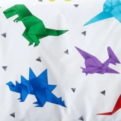 Dunelm Origami Dino 100% Cotton Reversible Duvet Cover and Pillowcase Set Patterned, Dinosaur, Duvet Cover Sets -Eve Home And Furniture Shop 1000186823 alt04
