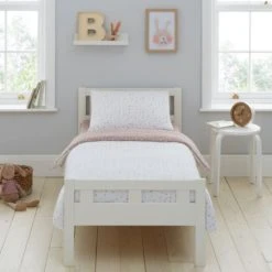 Dunelm Pink Spotted 100% Jersey Cotton Reversible Cot Bed / Toddler Duvet Cover and Pillowcase Set Light Pink, Duvet Cover Sets -Eve Home And Furniture Shop 1000186827 alt01