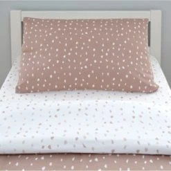 Dunelm Pink Spotted 100% Jersey Cotton Reversible Cot Bed / Toddler Duvet Cover and Pillowcase Set Light Pink, Duvet Cover Sets -Eve Home And Furniture Shop 1000186827 alt02