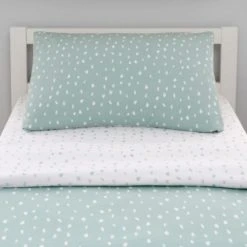 Dunelm Soft Fern Spotted 100% Jersey Cotton Reversible Cot Bed / Toddler Duvet Cover and Pillowcase Set Fern (Green), Duvet Cover Sets -Eve Home And Furniture Shop 1000186828 alt02