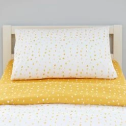 Dunelm Mustard Spotted 100% Jersey Cotton Reversible Cot Bed / Toddler Duvet Cover and Pillowcase Set Duvet Cover Sets, Natural History Museum Modern Skandi -Eve Home And Furniture Shop 1000186830 alt03