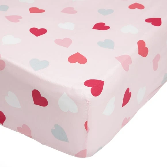 Dunelm Loveable Hearts 25cm Fitted Sheet Fitted Sheets, Polycotton, Pink 1 Dunelm Loveable Hearts 25cm Fitted Sheet Fitted Sheets, Polycotton, Pink