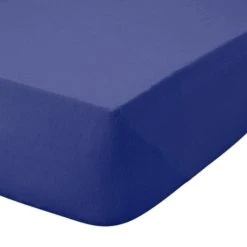 Dunelm Kids Non Iron Plain Dye Navy Cot Bed / Toddler Fitted Sheet Fitted Sheets, 16cm, Polycotton
