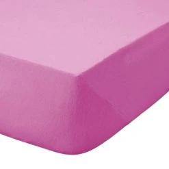 Dunelm Kids Non Iron Plain Dye Fuchsia 25cm Fitted Sheet Bright Pink, Polycotton, Fitted Sheets