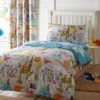 Dunelm My World Reversible Duvet Cover and Pillowcase Set Animals, Blue, Duvet Cover Sets