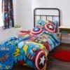 Disney Marvel Comics Duvet Cover and Pillowcase Set Reversible, Multi Coloured, Character