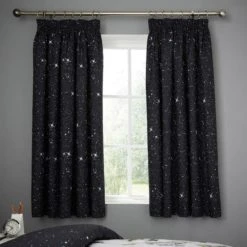 Disney Star Wars Blackout Pencil Pleat Curtains Stars, Polycotton