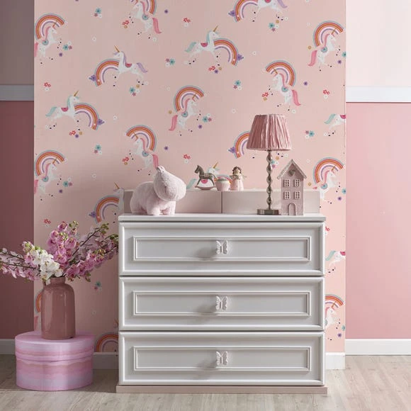 Dunelm Metallic Unicorn Wallpaper Paper, Kids 1 Dunelm Metallic Unicorn Wallpaper Paper, Kids