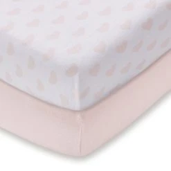 Dunelm Pack of 2 Pink Heart 100% Cotton Jersey Cot Fitted Sheets Hearts