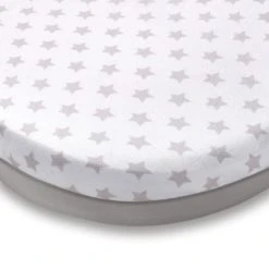Dunelm Pack of 2 Grey Star Jersey 100% Cotton Moses Basket Fitted Sheets Patterned