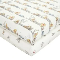 Disney Winnie the Pooh Pack of 2 Fitted Sheets Cream, Animals, Cotton