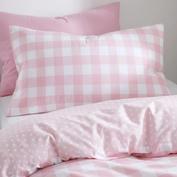 Dunelm Gingham Pink Duvet Cover and Pillowcase Set Reversible, Duvet Cover Sets, Polycotton 2 Dunelm Gingham Pink Duvet Cover and Pillowcase Set Reversible, Duvet Cover Sets, Polycotton - Image 2