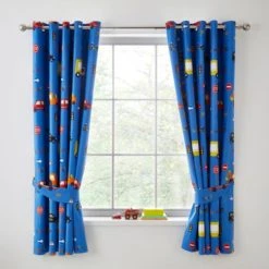Dunelm Transport Blue Blackout Eyelet Curtains Kids