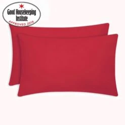 Dunelm Pack of 2 Kids Non Iron Plain Dye Red Pillowcases Polycotton