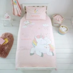 Dunelm Unicorn Dreams 100% Cotton Cot Bed Duvet Cover and Pillowcase Set Animals, Duvet Cover Sets