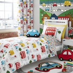 Catherine Lansfield Transport Bright Duvet Cover and Pillowcase Set Polycotton, Duvet Cover Sets, Patterned