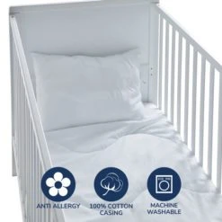 Fogarty Little Sleepers Anti-Allergy 7 Tog Cot Bed Duvet and Pillow Set Cotton, Duvets, White