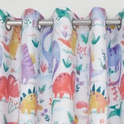 Dunelm Dinosaur Pink Blackout Eyelet Curtains Animals, Polycotton