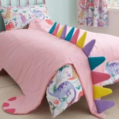 Dunelm Dinosaur Pink 3D Bedspread Polycotton, Bedspreads & Runners, Animals