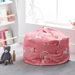 Dunelm Unicorn Pink Bean Bag Beanbags, Cotton, Patterned