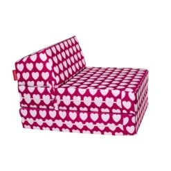 Kaikoo Pink Hearts Flip Bed Polyester, Beanbags