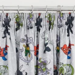 Disney Marvel Spider-Man Pencil Pleat Blackout Curtains Polycotton, Grey, Character
