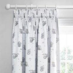 Disney Dumbo Pencil Pleat Blackout Curtains Grey, Pencil Pleat Curtains, Printed