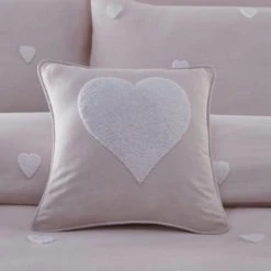 Dunelm Pink Tufted Heart Cushion Cotton, Hearts, Kids Cushion