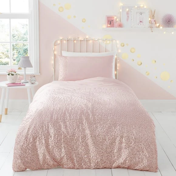 Dunelm Sequin Pink Duvet Cover and Pillowcase Set Duvet Cover Sets, Patterned, Polycotton 1 Dunelm Sequin Pink Duvet Cover and Pillowcase Set Duvet Cover Sets, Patterned, Polycotton