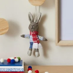 Dunelm Mini Rabbit Toy Soft Toys, Patterned, Cotton