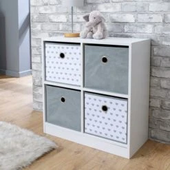 Lloyd Pascal Grey Heart 4 Cube Storage Unit Wood