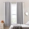 Dunelm Mia Elephant Grey Blackout Eyelet Curtains Plain, Light Grey, Polyester