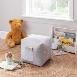 Dunelm Grey Stars Bean Cube Patterned, Beanbags, Cotton