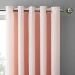 Dunelm Mini Waffle Shell Pink Blackout Eyelet Curtains Plain, Cotton, Light Pink