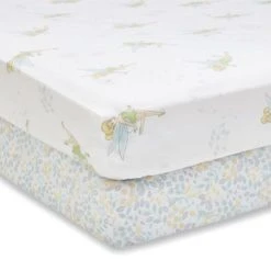 Disney Tinkerbell 100% Cotton Pack of 2 Fitted Sheets MultiColoured, 14cm, Patterned