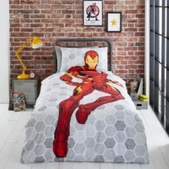 Disney Marvel Iron Man Reversible Duvet Cover and Pillowcase Set Duvet Cover Sets, Patterned, Polycotton