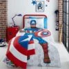 Disney Marvel Captain America Reversible Duvet Cover and Pillowcase Set Polycotton, Duvet Cover Sets, Patterned