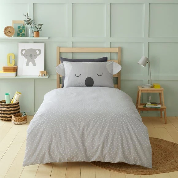 Dunelm 3D Koala Grey 100% Cotton Duvet Cover and Pillowcase Set Reversible, Patterned, Duvet Cover Sets 1 Dunelm 3D Koala Grey 100% Cotton Duvet Cover and Pillowcase Set Reversible, Patterned, Duvet Cover Sets