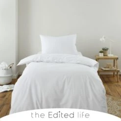 The Edited Life White 100% Organic Cotton Duvet Cover and Pillowcase Set Organic Cotton White, Natural History Museum Modern Skandi, Duvet Cover Sets