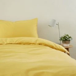 The Edited Life Mustard 100% Organic Cotton Duvet Cover and Pillowcase Set Organic Cotton Mustard, Duvet Cover Sets, Plain -Eve Home And Furniture Shop 30715906 alt04