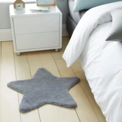 Dunelm Grey Star Rug Polycotton, Rugs, Stars