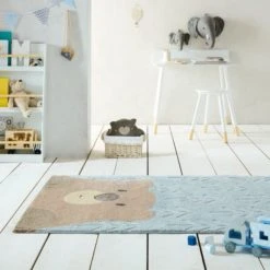 Dunelm Exclusive Cute Bear 100cm x 150cm Rug Kids, Polyester, Rugs