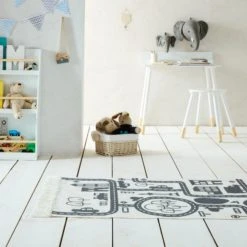 Dunelm Exclusive Tracks Washable Rug Rugs, Cotton, Kids
