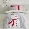 Catherine Lansfield Grey Cosy Snowman Duvet Cover and Pillowcase Set Christmas, Reversible, Duvet Cover Sets