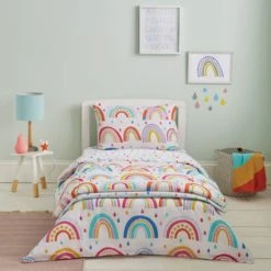 Coverless Elements Rainbow 100% Cotton 4 Tog Cot Quilt Patterned, Duvets