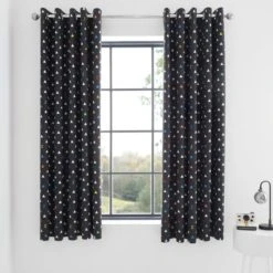 Catherine Lansfield Multicoloured Sleep Blackout Eyelet Curtains Patterned, Polycotton