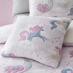 Catherine Lansfield Pink Unicorn Dreams Glow In The Dark Cushion Polyester, Patterned, Kids Cushion